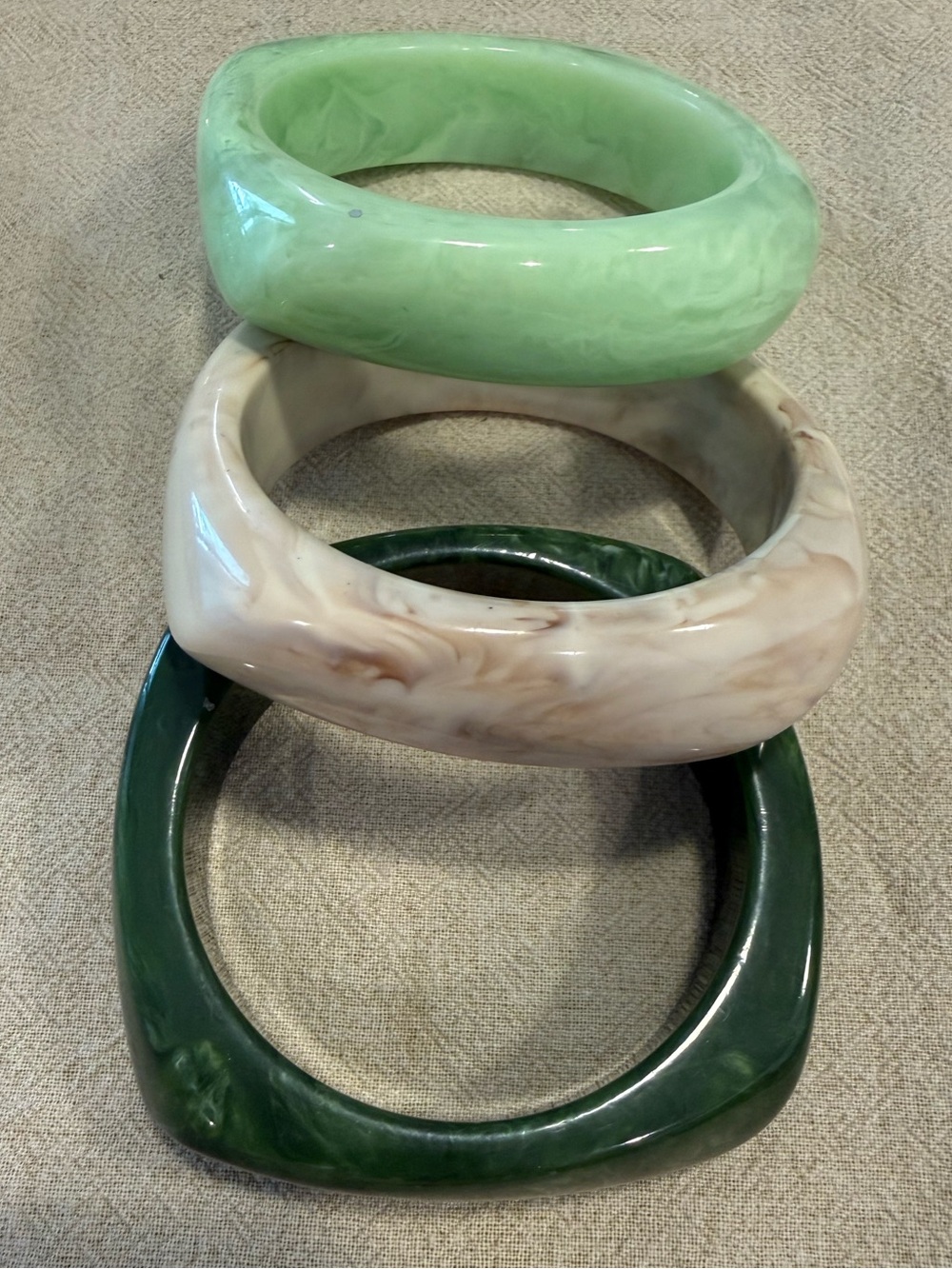 Bangle bracelet set chunky marbled green cream mint acrylic